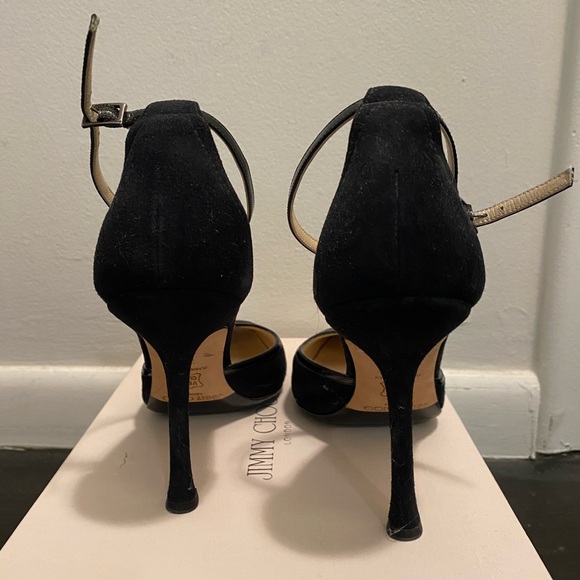 Jimmy Choo 38.5 Black patent leather/Suede Ankle Strap Heel - Picture 4 of 6